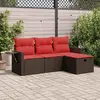 Image de vidaXL Salon de jardin 4 pcs avec coussins marron résine tressée