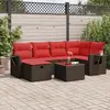 Image de vidaXL Salon de jardin avec coussins 7 pcs marron résine tressée