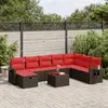 Image de vidaXL Salon de jardin avec coussins 9 pcs marron résine tressée