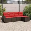 Image de vidaXL Salon de jardin avec coussins 5 pcs marron résine tressée