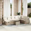 Image de vidaXL Salon de jardin 9 pcs résine tressée beige avec coussins