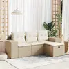 Image de vidaXL Salon de jardin avec coussins 4 pcs - Beige Résine Tressée