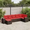 Image de vidaXL Salon de jardin avec coussins 7 pcs marron résine tressée