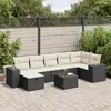 Image de VIDAXL Salon de jardin 8 pcs avec coussins noir résine tressée
