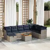 Image de vidaXL Salon de jardin 9 pcs avec coussins gris résine tressée