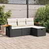 Image de vidaXL Salon de jardin 4 pcs avec coussins noir résine tressée