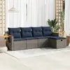 Image de vidaXL Salon de jardin 5 pcs avec coussins gris résine tressée
