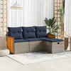 Image de vidaXL Salon de jardin 4 pcs avec coussins gris résine tressée
