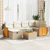Image de vidaXL Salon de jardin 7 pcs beige résine tressée