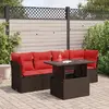 Image de vidaXL Salon de jardin avec coussins 5pcs marron résine tressée acacia