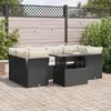 Image de vidaXL Ensemble de jardin 7 pcs avec coussins - Noir Résine Tressée