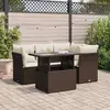Image de vidaXL Ensemble salon de jardin 5 pcs avec coussins - Résine tressée marron