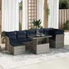 Image de vidaXL Salon de jardin avec coussins 8 pcs gris résine tressée acacia