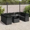 Image de vidaXL Salon de jardin 10 pcs résine tressée - Noir