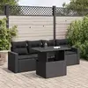 Image de VidaXL Salon de jardin 5 pcs - Résine tressée noir