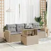 Image de vidaXL Salon de Jardin avec Coussins - 5 pcs - Beige - Résine Tressée