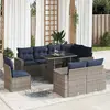 Image de vidaXL Salon de jardin avec coussins 9 pcs gris résine tressée acacia