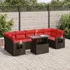 Image de vidaXL Salon de jardin avec coussins 8 pcs marron résine tressée acacia