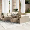 Image de vidaXL Salon de jardin avec coussins 9 pcs beige