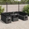 Image de vidaXL Salon de jardin 10 pcs noir résine tressée
