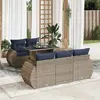 Image de vidaXL Salon de jardin avec coussins 6 pcs gris résine tressée acacia