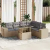 Image de vidaXL Ensemble de jardin avec coussins 7 pcs - Beige résine tressée