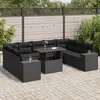 Image de Salon de Jardin VIDAXL Salon 10 pcs avec Coussins - Noir Résine Tressée