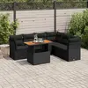 Image de vidaXL Salon de jardin 7 pcs avec coussins Noir Résine Tressée