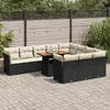 Image de VidaXL Salon de jardin 11 pcs - Coussins noir - Résine tressée
