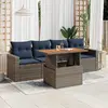 Image de vidaXL Salon de jardin 5 pcs avec coussins gris résine tressée