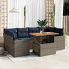 Image de vidaXL Salon de jardin avec coussins 7 pcs gris résine tressée