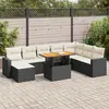 Image de vidaXL Salon de jardin 9 pcs - Noir Résine Tressée