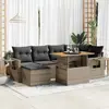 Image de vidaXL Salon de jardin 7 pcs coussins résine tressée gris