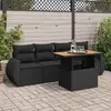 Image de Salon de jardin vidaXL avec coussins, 5 pcs - Noir - Résine tressée