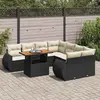 Image de vidaXL Salon de jardin - 9 pcs - Noir Résine tressée