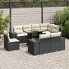 Image de vidaXL Salon de jardin 9 pcs - Coussins noir résine tressée