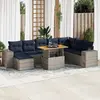 Image de vidaXL Salon de jardin 9 pcs avec coussins gris résine tressée