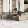 Image de vidaXL Salon de jardin 10 pcs - Beige résine tressée