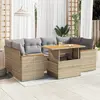 Image de vidaXL Salon de jardin 6 pcs résine tressée beige avec acacia