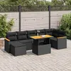 Image de vidaXL Salon de jardin avec coussins 8 pcs Résine tressée - Noir