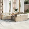Image de vidaXL Salon de jardin 11 pcs coussins résine tressée beige