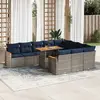 Image de vidaXL Salon de jardin 11 pcs avec coussins gris résine tressée