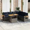 Image de vidaXL Salon de jardin avec coussins 7 pcs gris résine tressée acacia