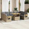 Image de vidaXL Salon de jardin avec coussins 10 pcs - Beige Résine Tressée Acacia
