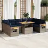 Image de vidaXL Salon de jardin avec coussins 10 pcs gris résine tressée acacia