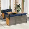 Image de vidaXL Salon de jardin avec coussins 6 pcs gris résine tressée acacia