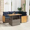 Image de vidaXL Salon de jardin 5 pcs avec coussins gris résine tressée acacia