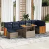 Image de vidaXL Salon de jardin 8pcs avec coussins marron résine tressée acacia
