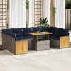 Image de vidaXL Salon de jardin avec coussins 10 pcs gris résine tressée acacia