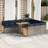 Image de vidaXL Ensemble de canapés de jardin 11 pcs et coussins rotin acacia